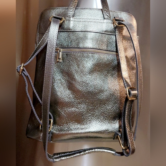 Pelle | Made in Italy | Champagne Gold Leather | Backpack | NWOT - Picture 13 of 14